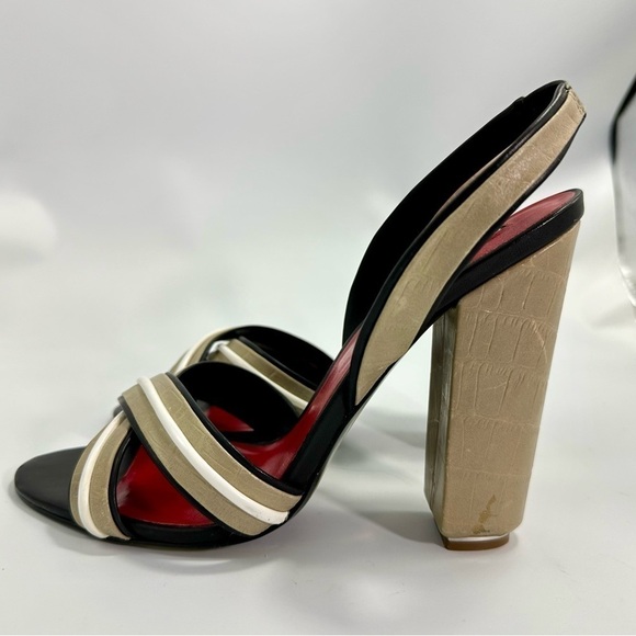 Charles Jourdan Paris tan slingback chunky heel size 9 - Picture 9 of 15